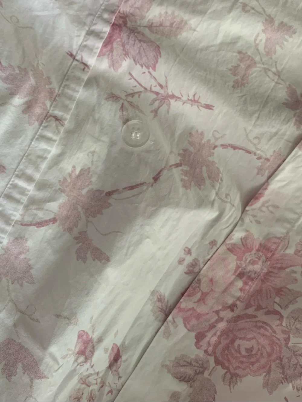 LoveShackFancy Pale Pink Floral Duvet Cover on White